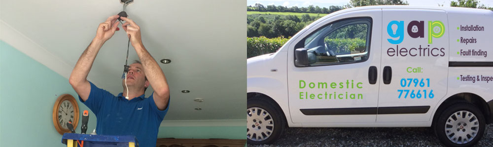 Gary Fixing Ceiling Lights. Right GAP Electrics Van